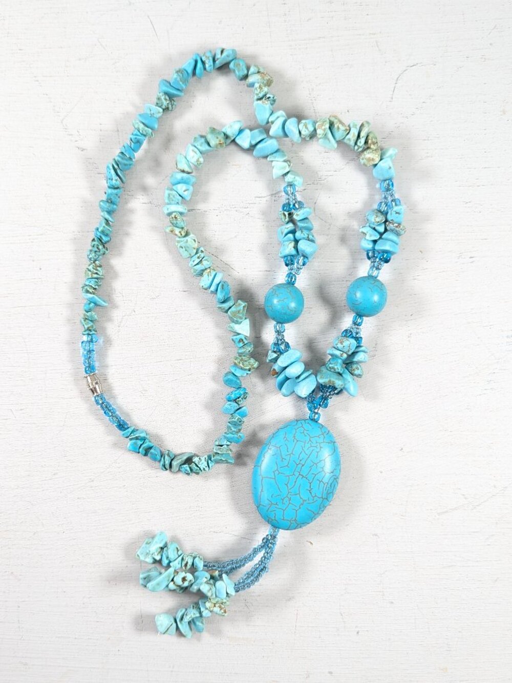 Vintage Blue Stone Turquoise statement necklace